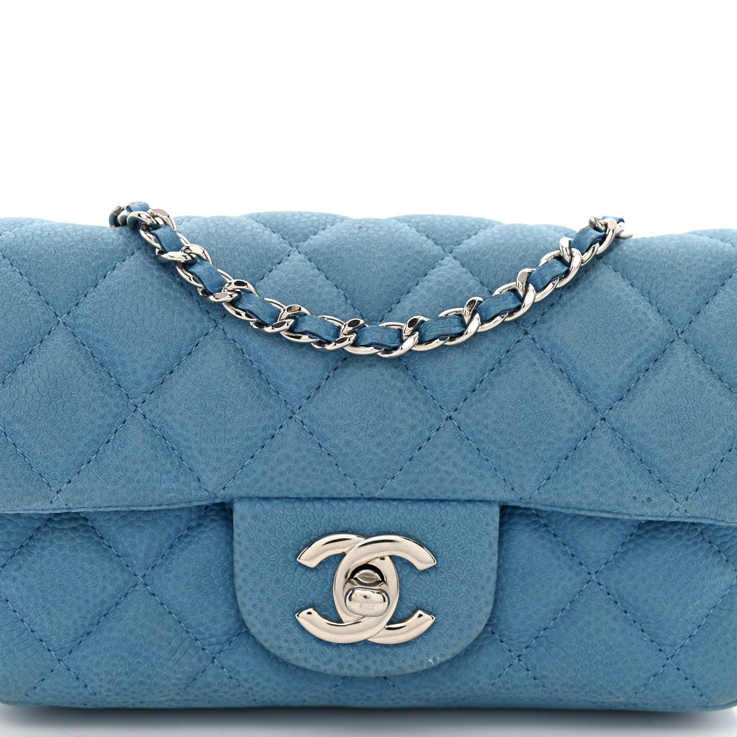 Chanel Iridescent Caviar Quilted Extra Mini Flap Light Blue 5 of 10