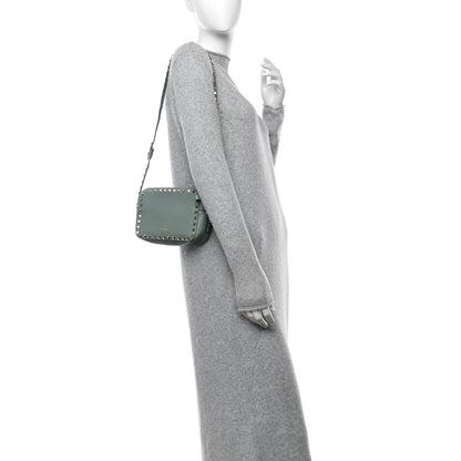 Valentino Garavani Pebbled Calfskin Rockstud Camera Crossbody Bag Green 2 of 11