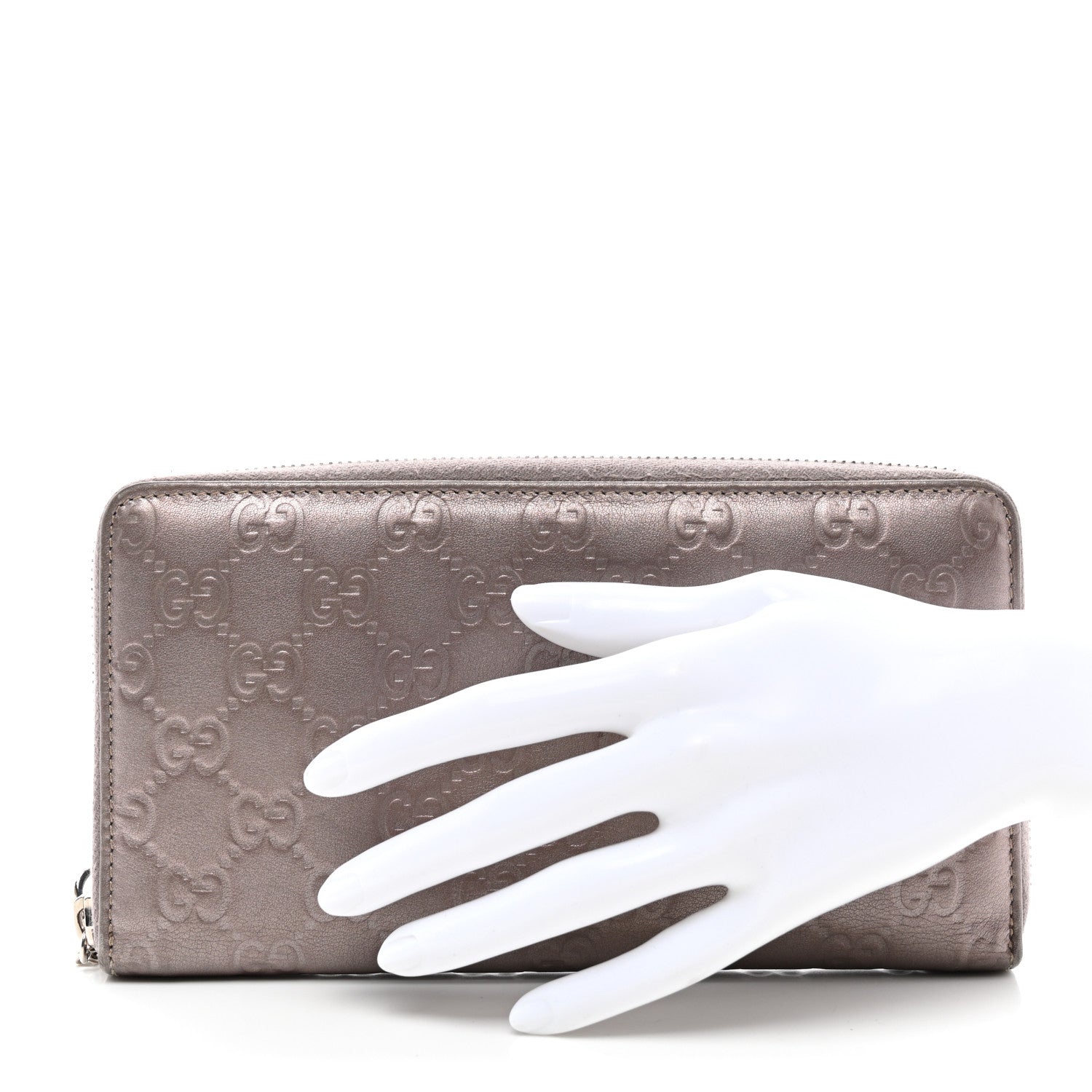 Gucci Metallic Guccissima Twins Zip Around Organizer Wallet Light Pink 2 of 9