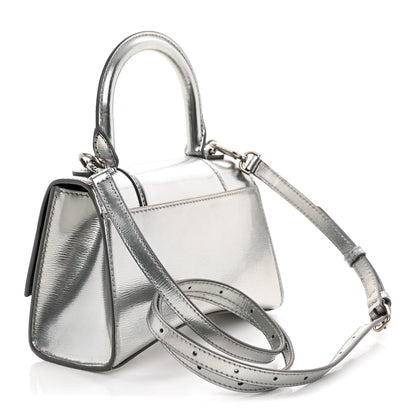Balenciaga Metallic Textured Calfskin Hourglass Top Handle Bag XS Silver 3 of 14