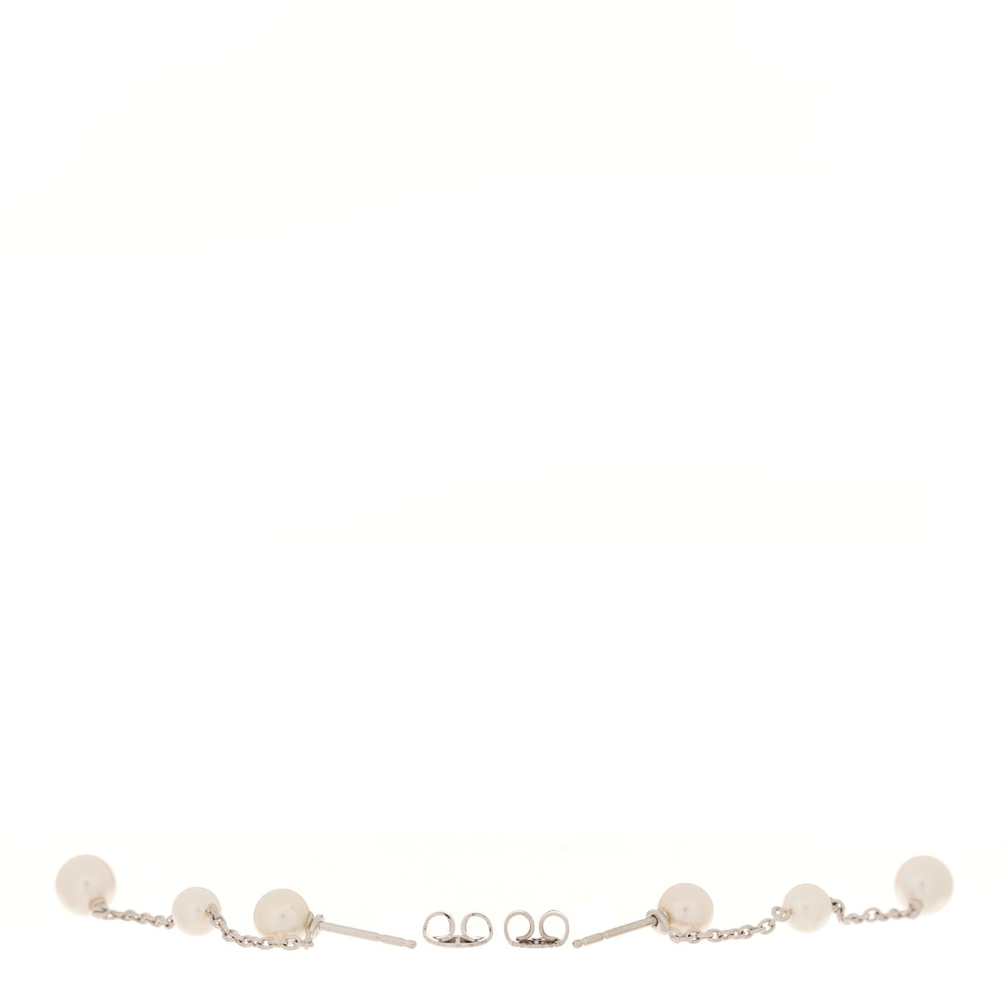 18K White Gold Akoya Cultured Pearl 4.5-6.5mm Triple Drop Earrings