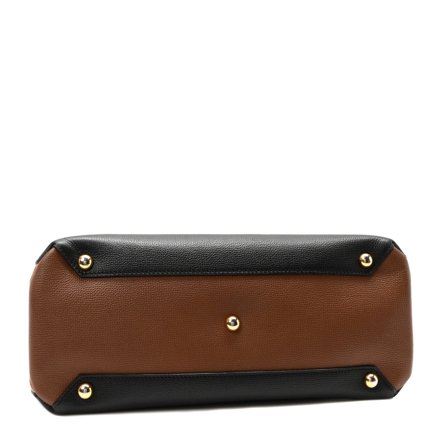 Grainy Calfskin House Check Two Tone Medium Banner Tote Black Brown
