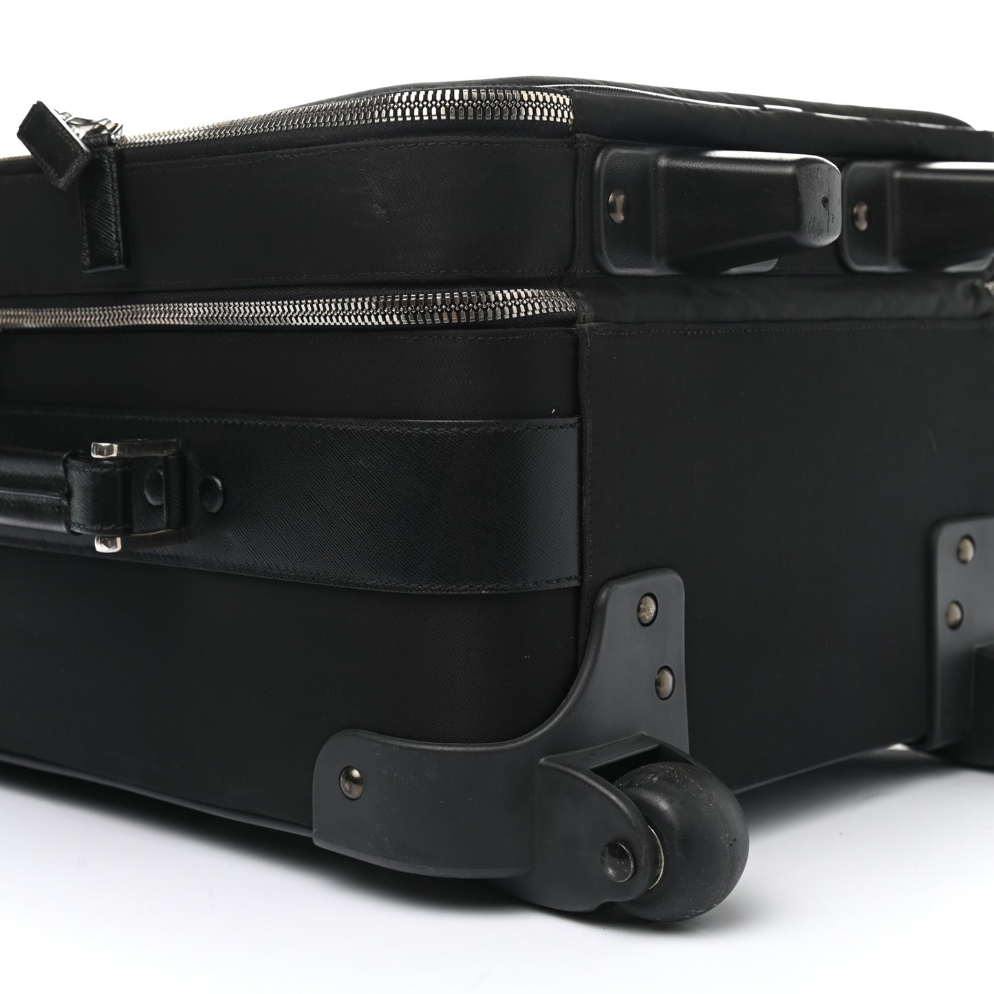 Tessuto Nylon Saffiano Trolley Luggage Black