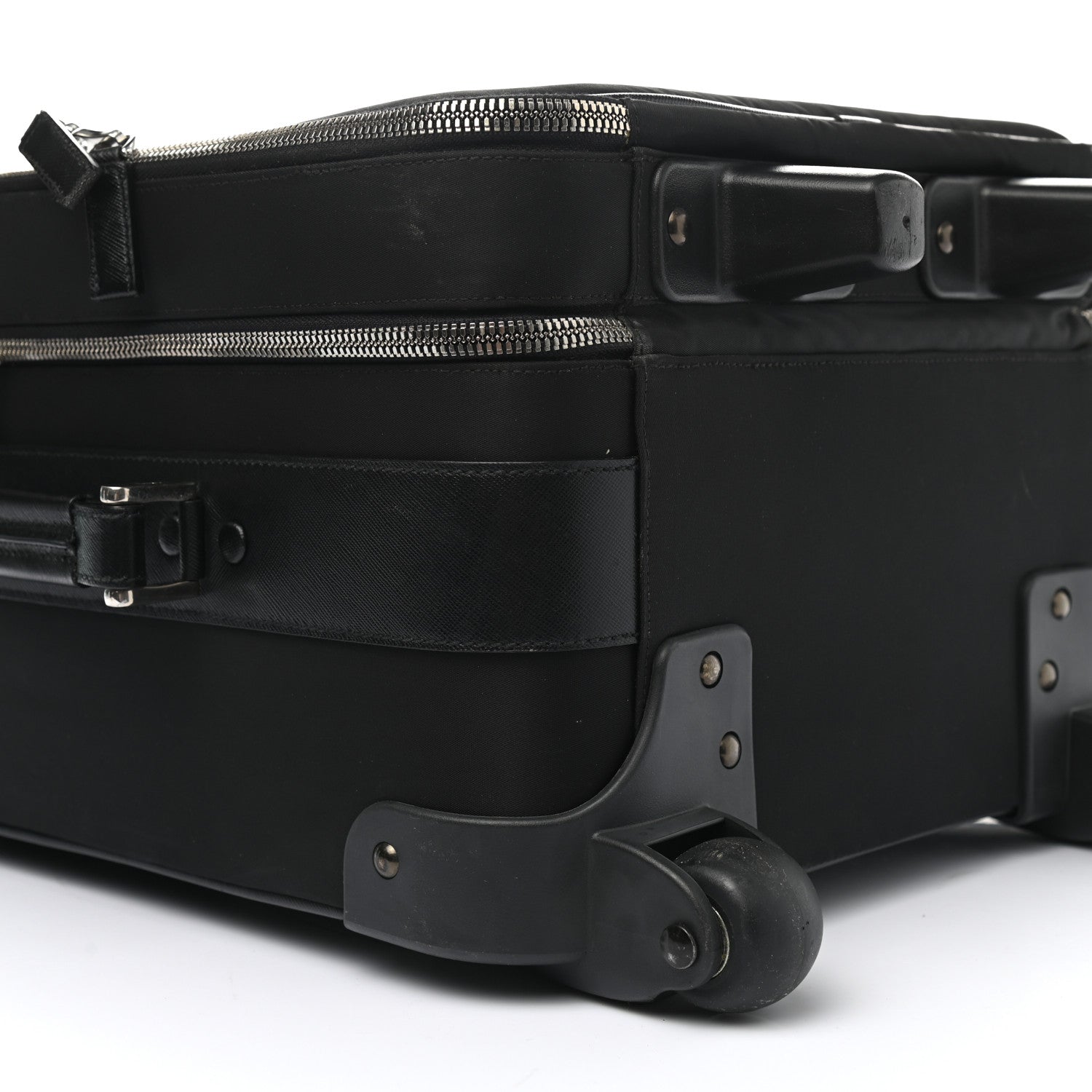 Prada Tessuto Nylon Saffiano Trolley Luggage Black 8 of 13