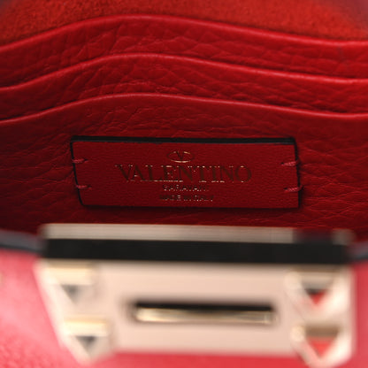 Valentino Garavani Pebbled Calfskin Rockstud Bucket Bag Red 6 of 10