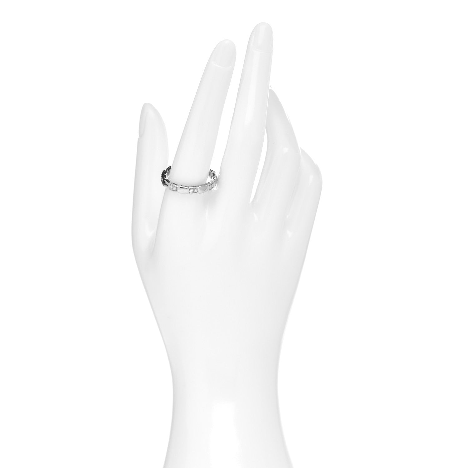 Bulgari 18K White Gold Diamond Narrow Serpenti Viper Band Ring 61 9.5 2 of 6