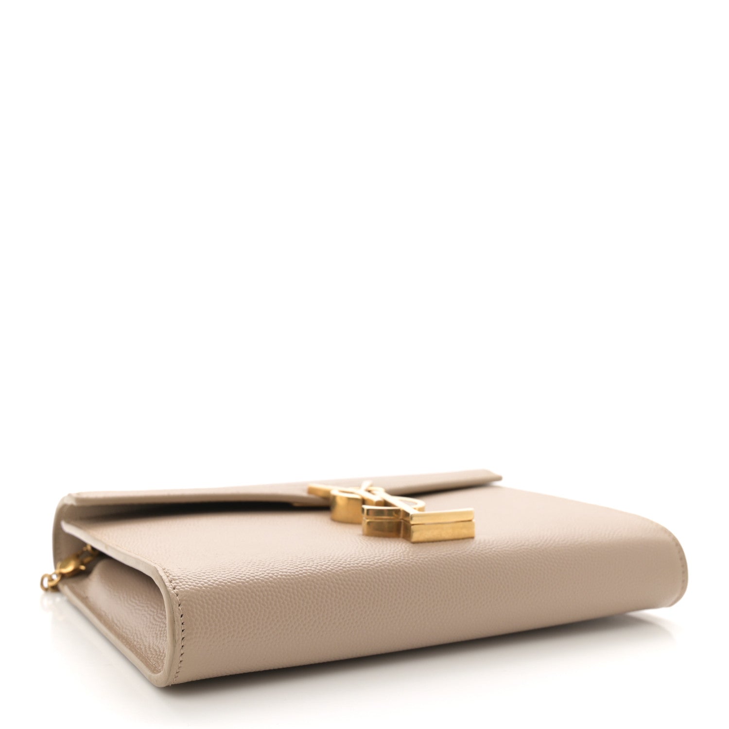 Saint Laurent Grain De Poudre Monogram Cassandra Chain Wallet Dark Beige 4 of 11