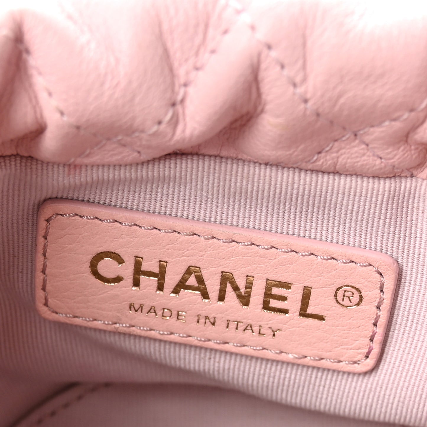 Calfskin Quilted Pearl Mini About Pearls Drawstring Bucket Light Pink