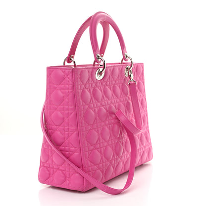 Christian Dior Lambskin Cannage Large Lady Dior Fuchsia Fuchsia 3 of 11