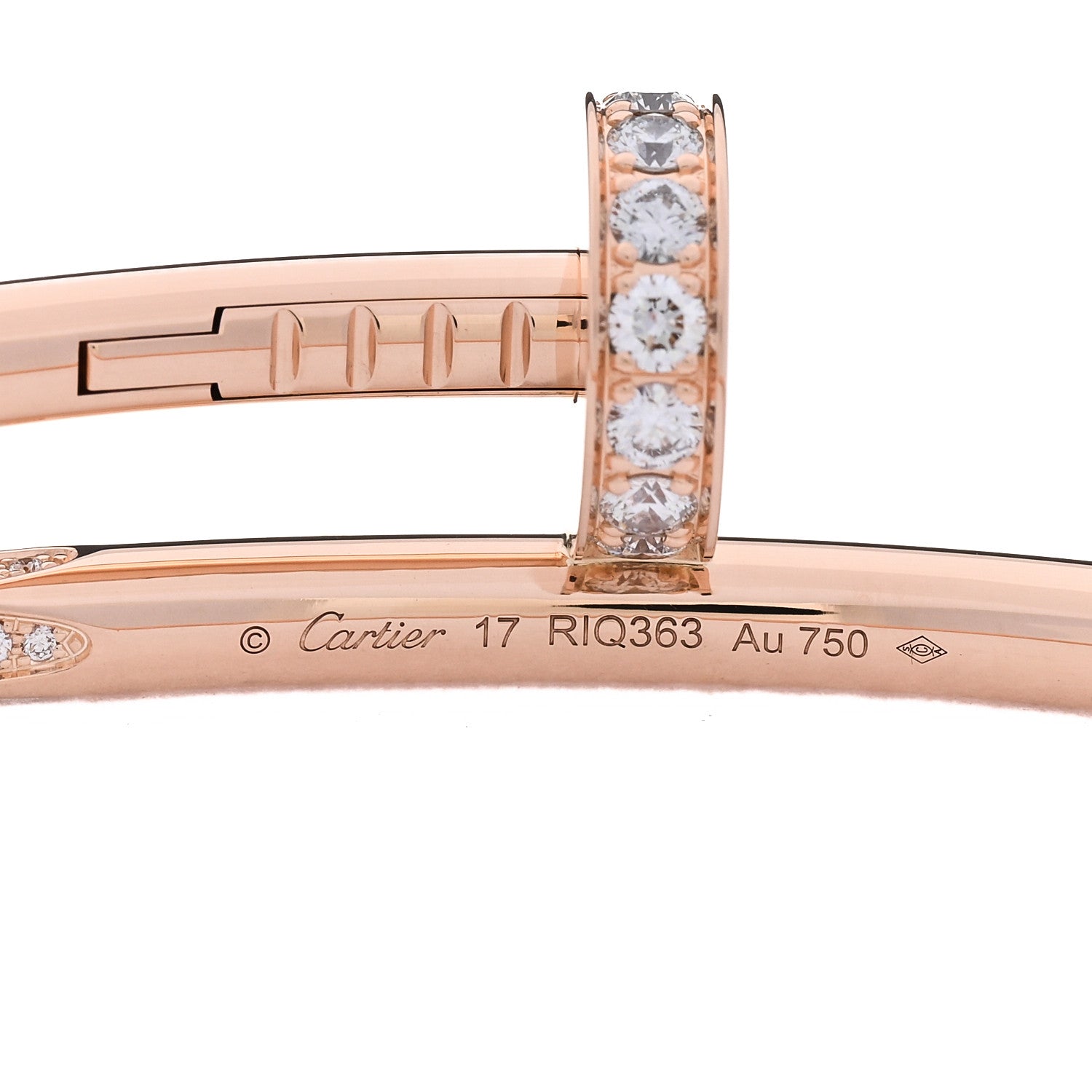 Cartier 18K Pink Gold Diamond Juste Un Clou Bracelet 17 3 of 4