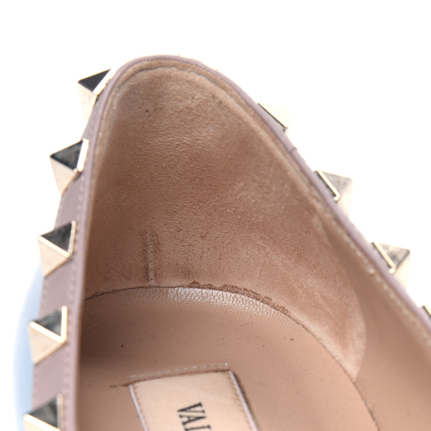 Patent Nappa Rockstud Ballerina Flats 37.5 Light Stone Poudre