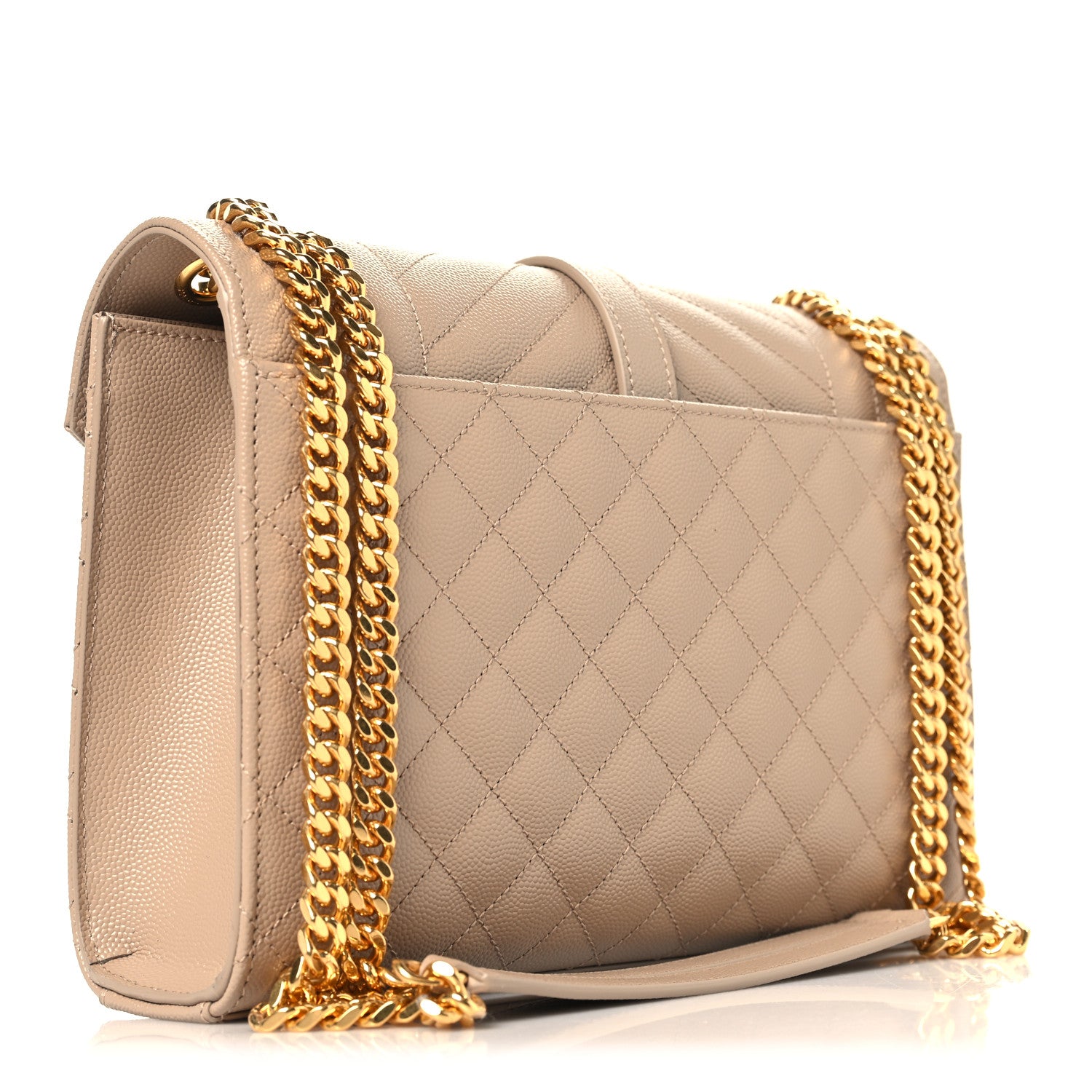Saint Laurent Grain De Poudre Textured Mixed Matelasse Medium Triquilt Monogram Satchel Dark Beige 3 of 10
