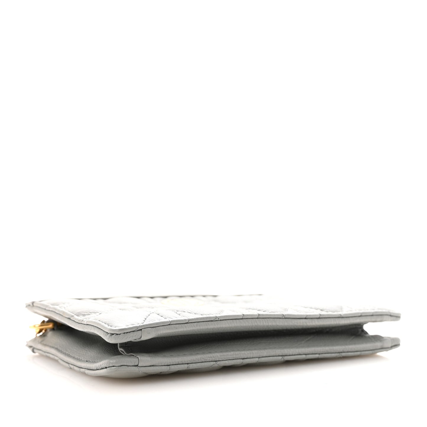 Calfskin Cannage Caro Zipped Pouch With Chain Grey