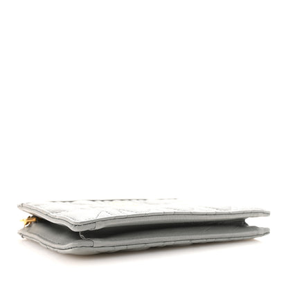 Christian Dior Calfskin Cannage Caro Zipped Pouch With Chain Grey 4 of 10