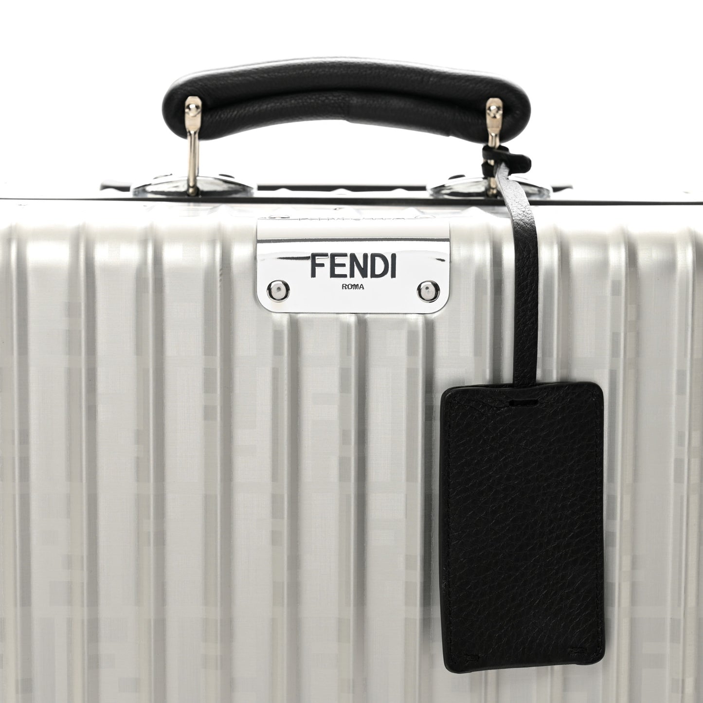X RIMOWA Aluminum FF Print Roll Away Carry On Luggage Silver