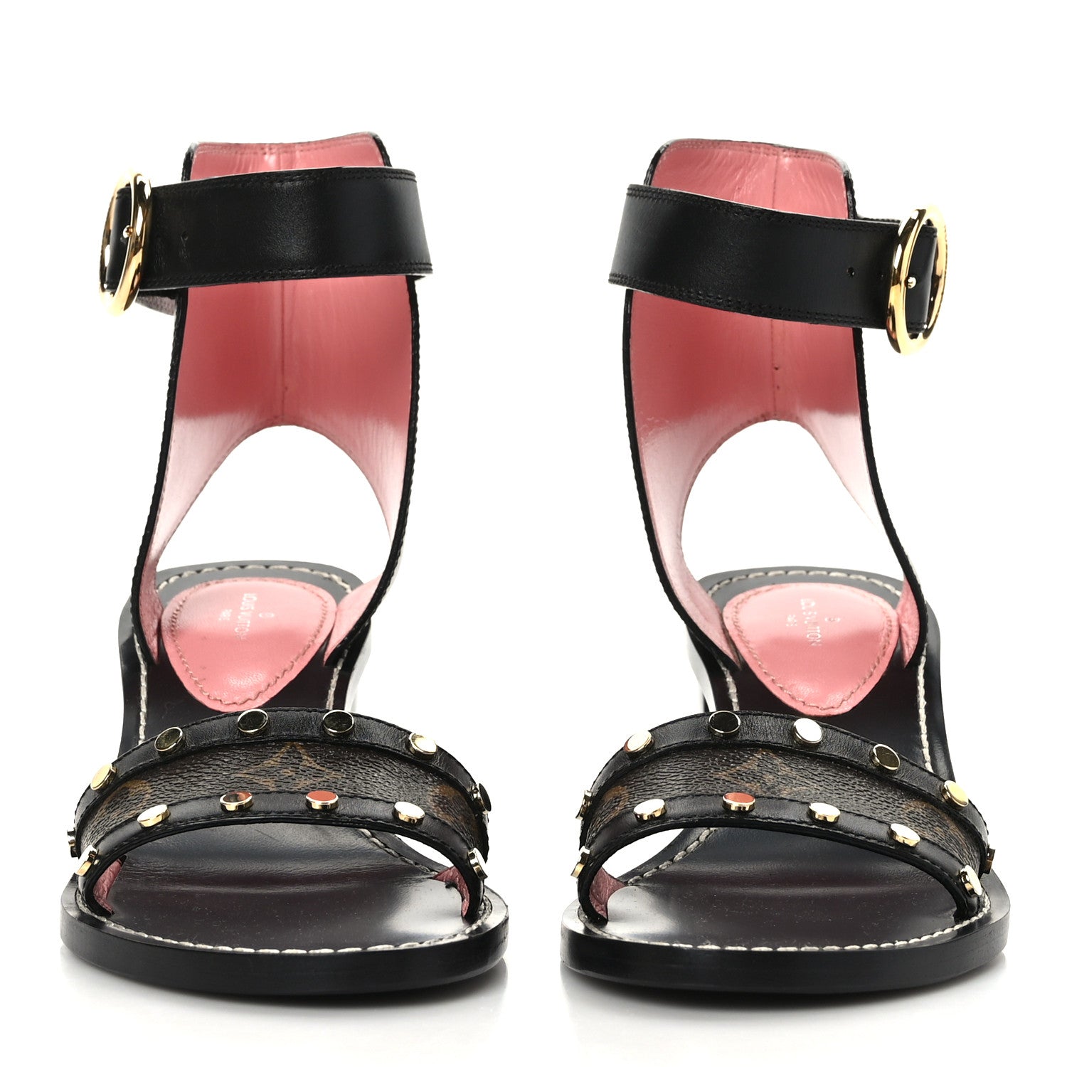 Louis Vuitton Calfskin Monogram Passenger Sandals 37.5 Black 2 of 8