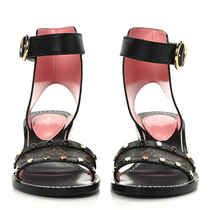 Louis Vuitton Calfskin Monogram Passenger Sandals 37.5 Black 2 of 8