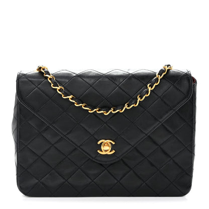 Chanel Lambskin Diamond Stitch Envelope Single Flap Black 1 of 9