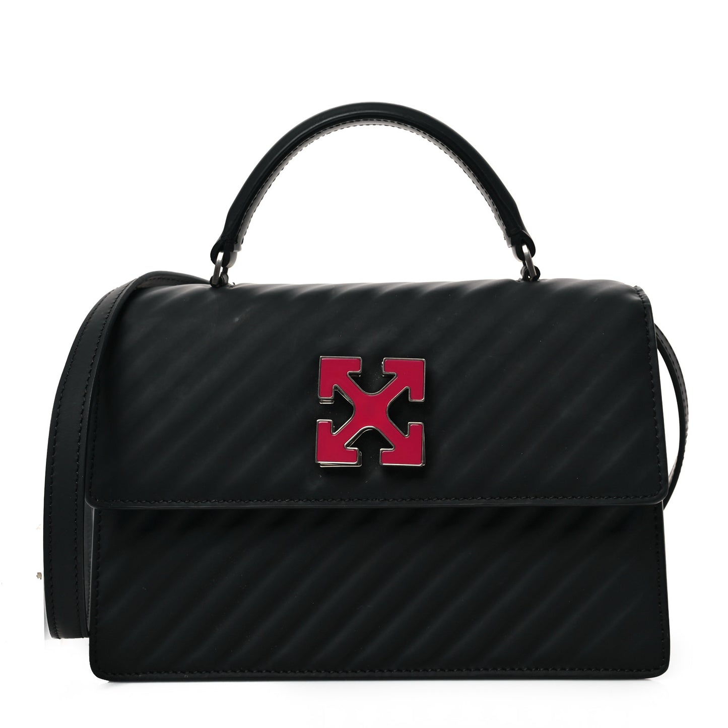 Calfskin Diagonal Quilted Jitney 1.4 Shoulder Bag Black