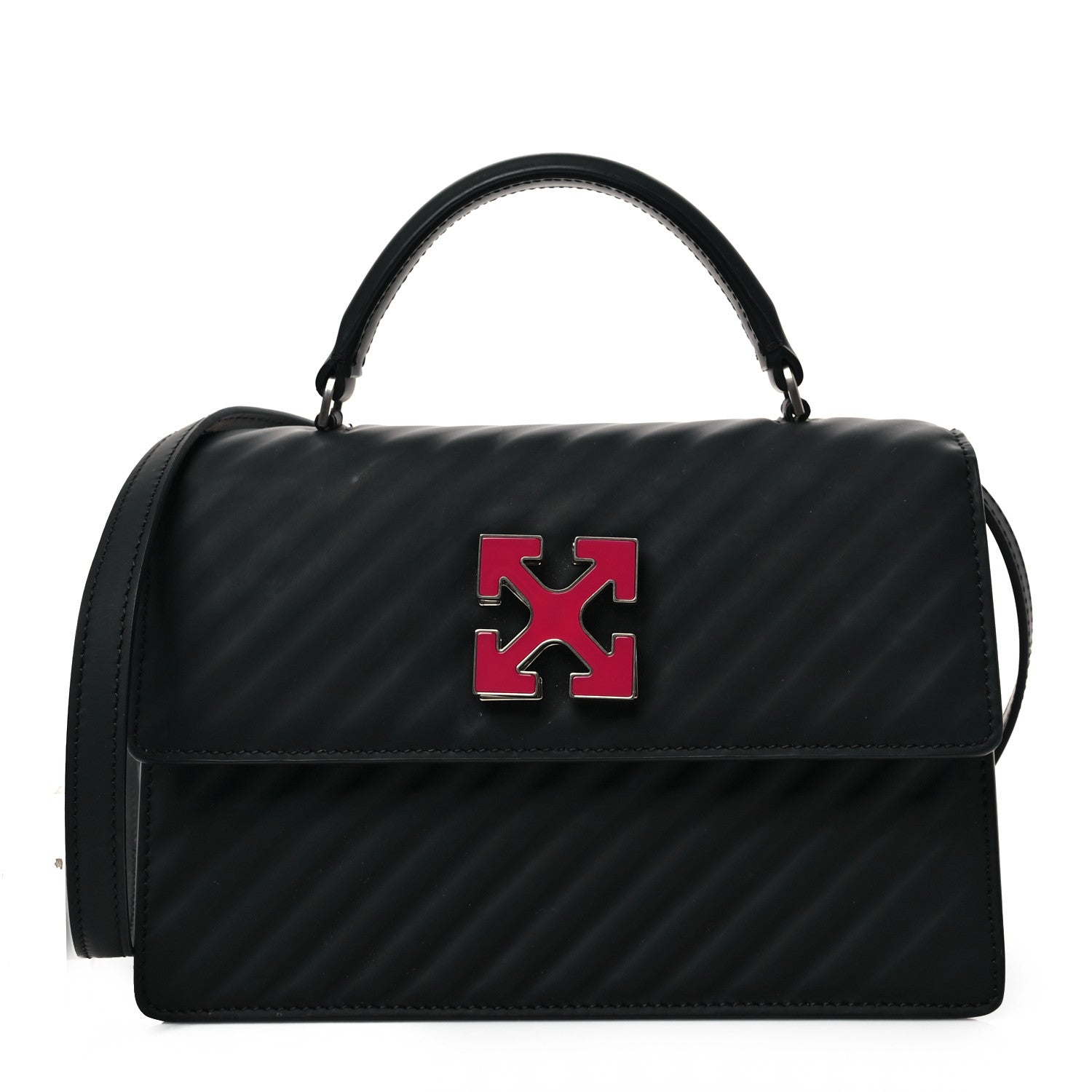 Off-White Calfskin Diagonal Quilted Jitney 1.4 Shoulder Bag Black 1 of 7