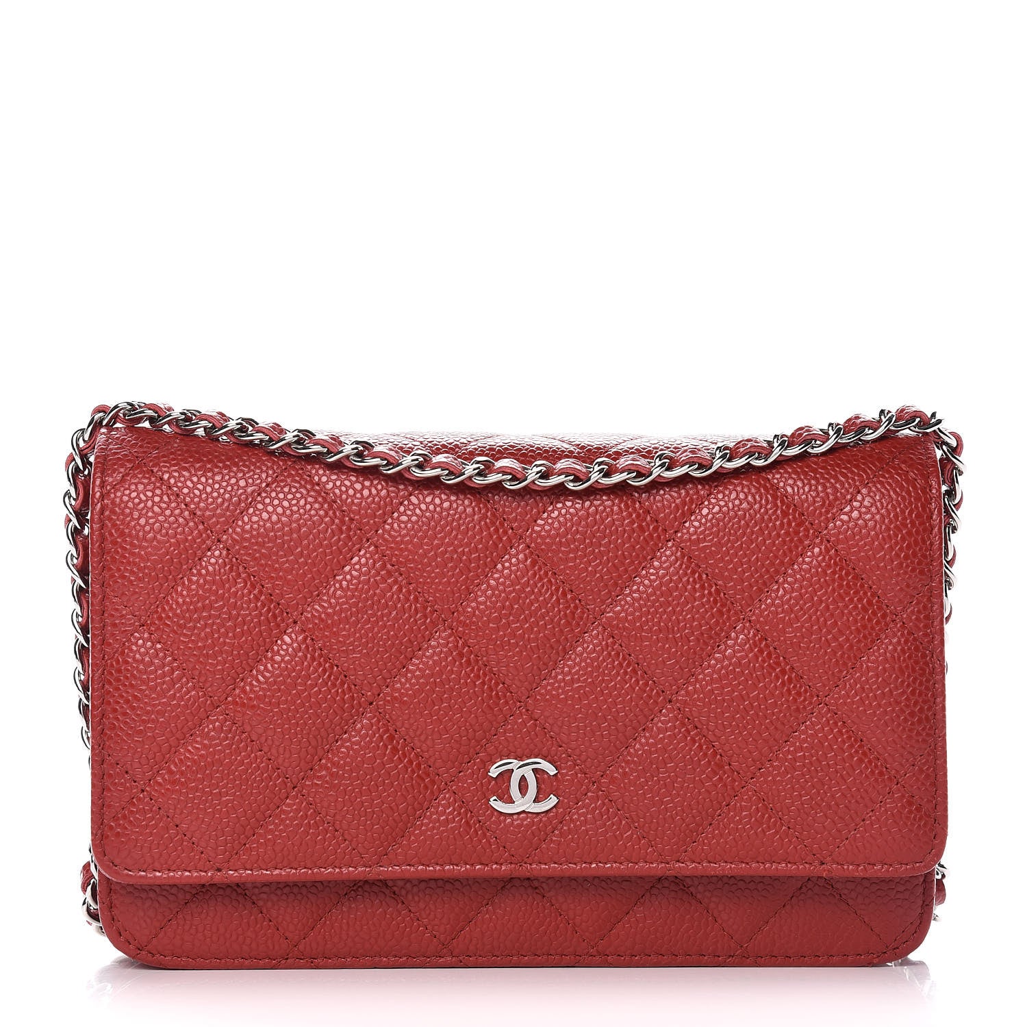 Chanel Caviar Quilted Wallet on Chain WOC Red 1 of 13