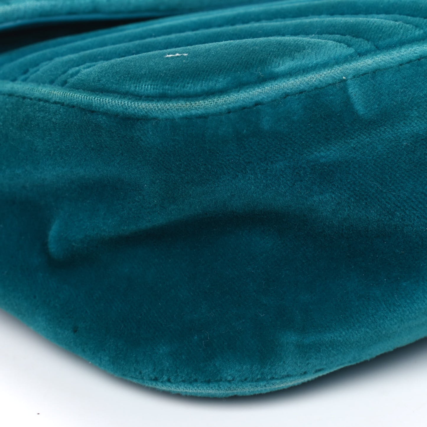 Velvet Matelasse Small GG Marmont Shoulder Bag Pavone Cyan