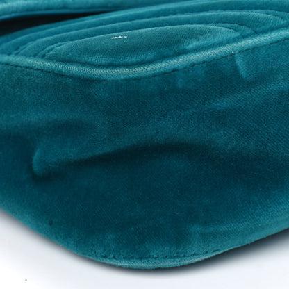 Gucci Velvet Matelasse Small GG Marmont Shoulder Bag Pavone Cyan 11 of 18