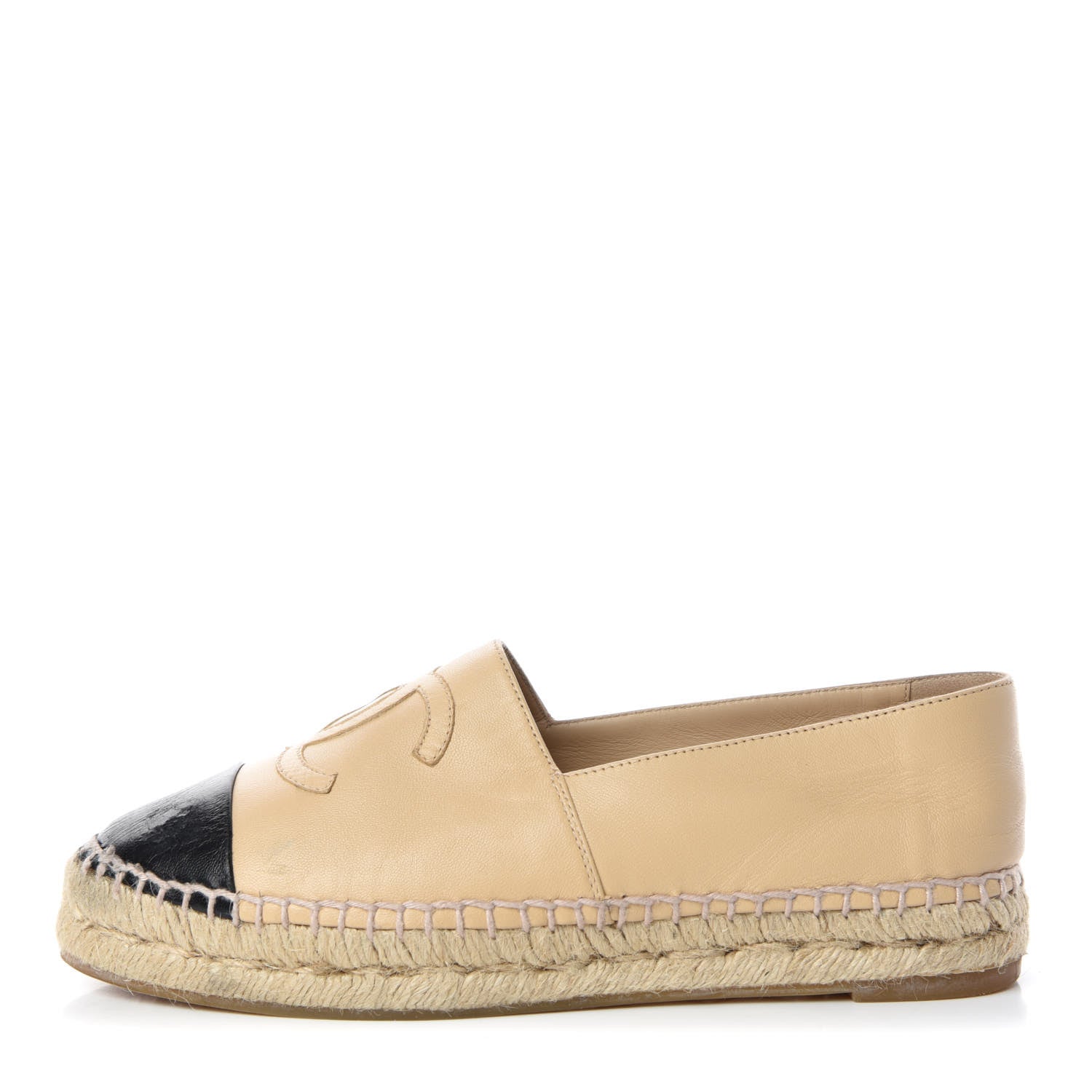 Chanel Lambskin CC Espadrilles 37 Beige Black 1 of 11