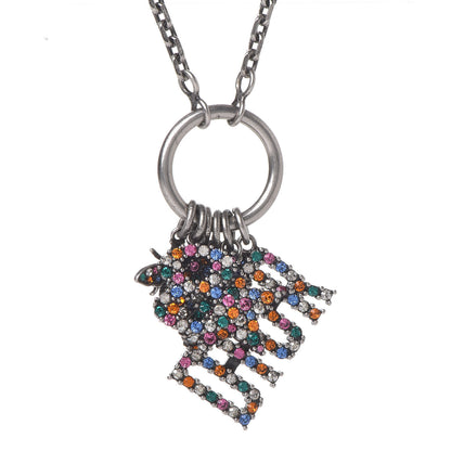 Christian Dior Metal Crystal Charms Necklace Multicolor 4 of 5