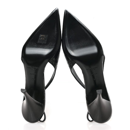 Saint Laurent Calfskin Crocodile Embossed Viper 90 Slingback Pumps 40 Black 5 of 8