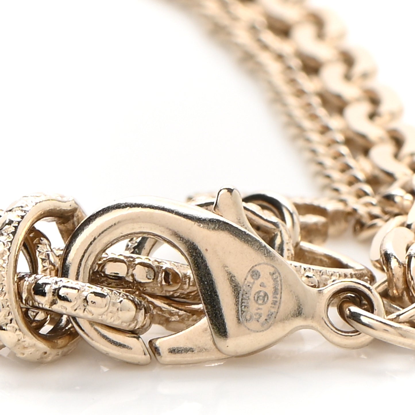 Metal Crystal CC Logo Multi Strand Charm Bracelet Gold
