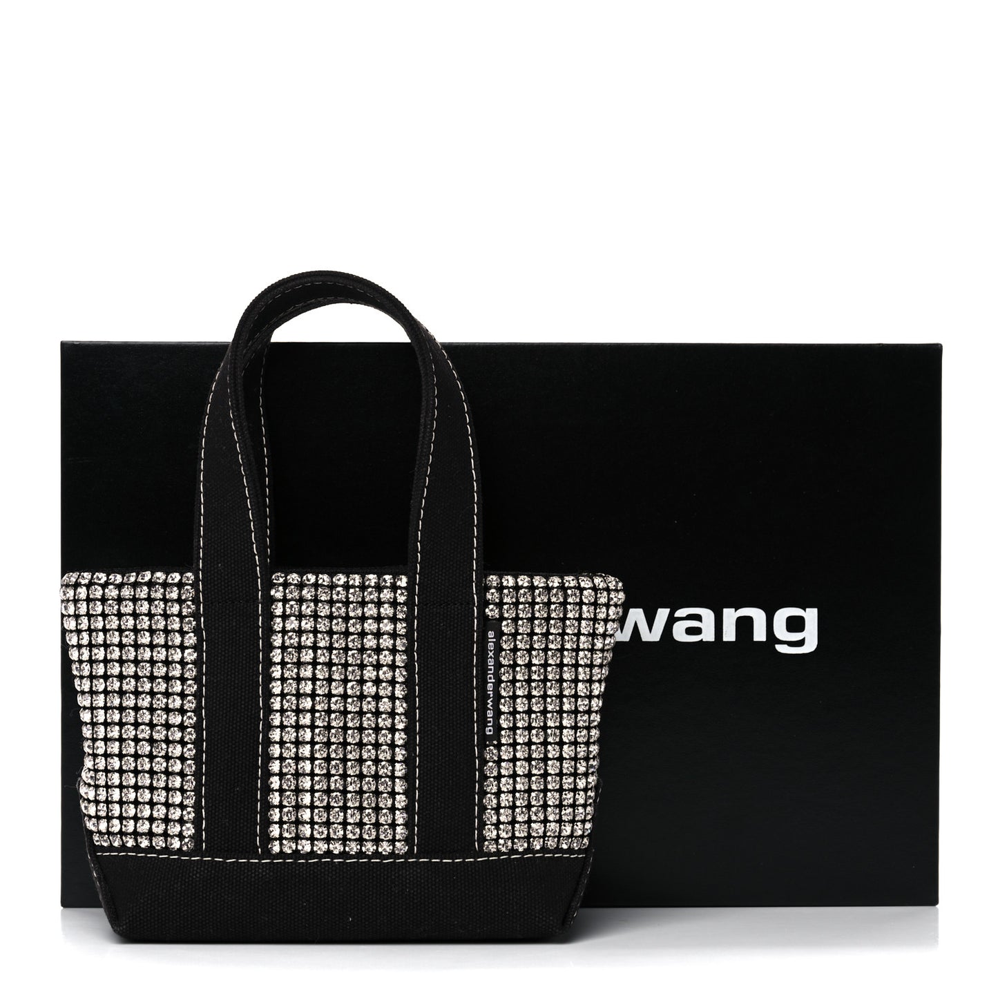 Mesh Crystal Rhinestone Mini Cruiser Tote Black Silver
