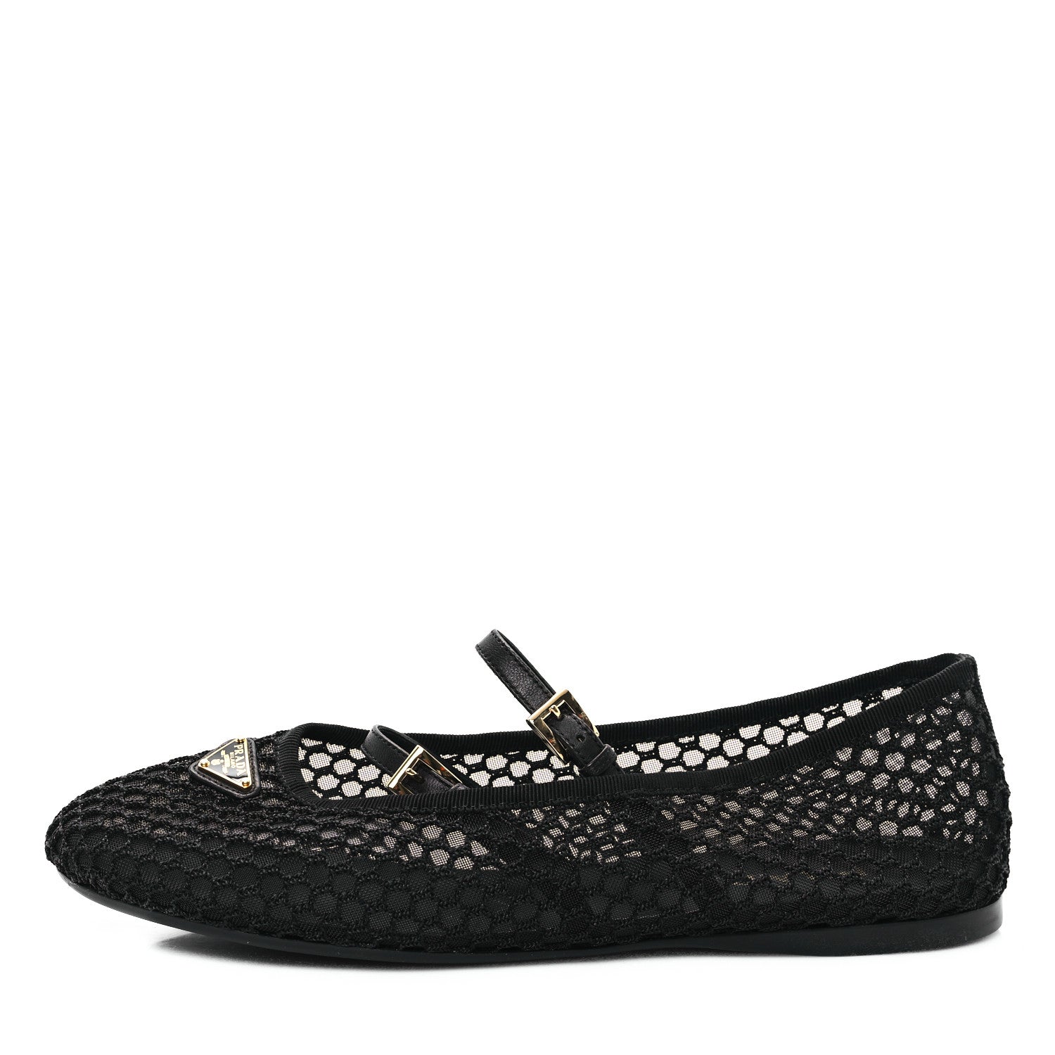 Prada Mesh Fabric Ballerina Flats 41 Black 1 of 8