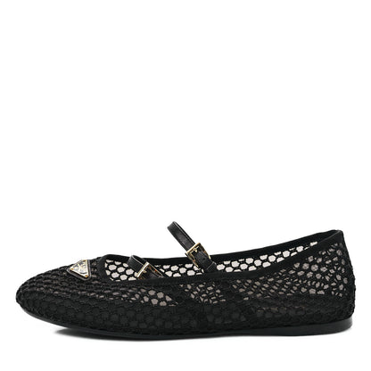 Prada Mesh Fabric Ballerina Flats 41 Black 1 of 8