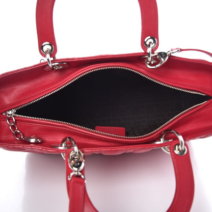 Christian Dior Lambskin Cannage Large Lady Dior Red 6 of 13