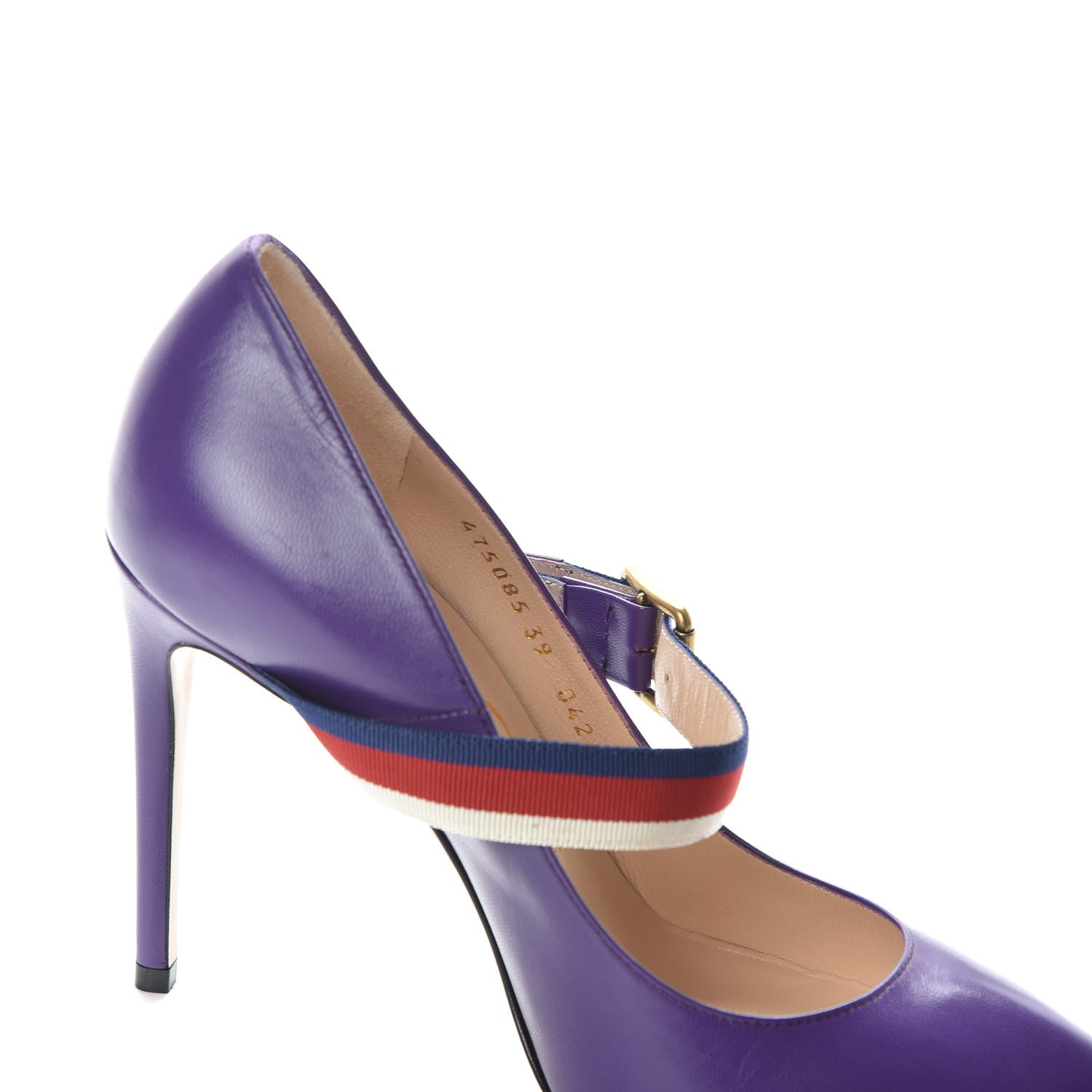 Gucci Malaga Kid Sylvie High Heel Pumps 39 Shine Purple 9 of 10