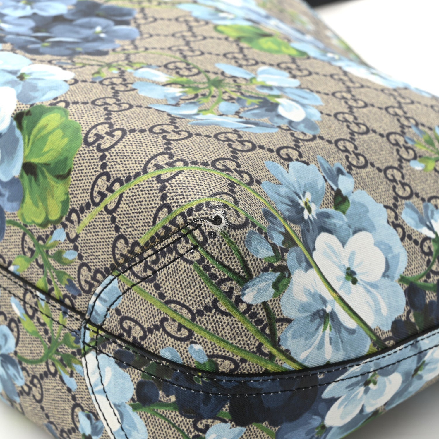 Gucci GG Supreme Monogram Blooms Medium Reversible Tote Beige Blue Navy 20 of 21