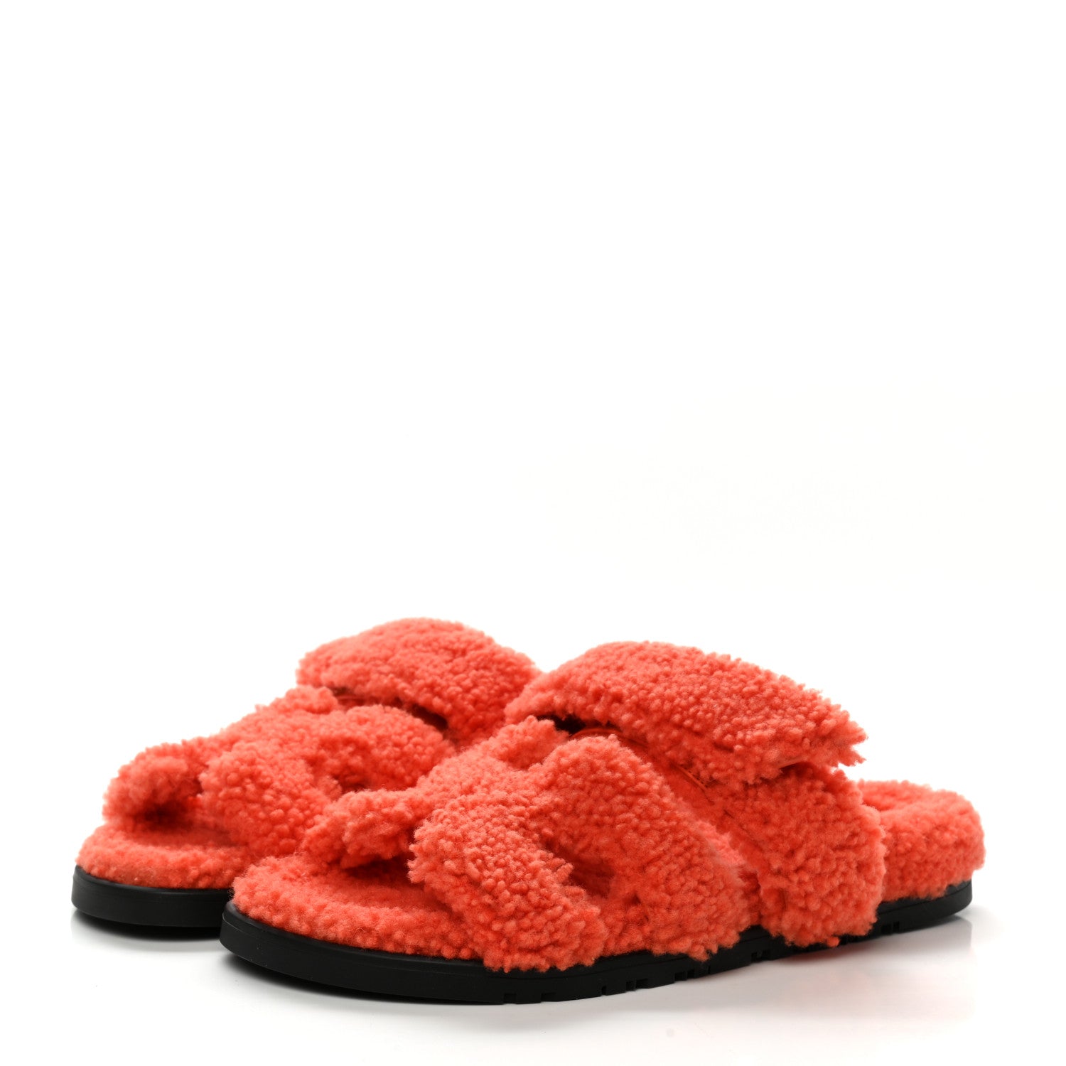 Hermes Woolskin Womens Chypre Sandals 38 Orange 3 of 8