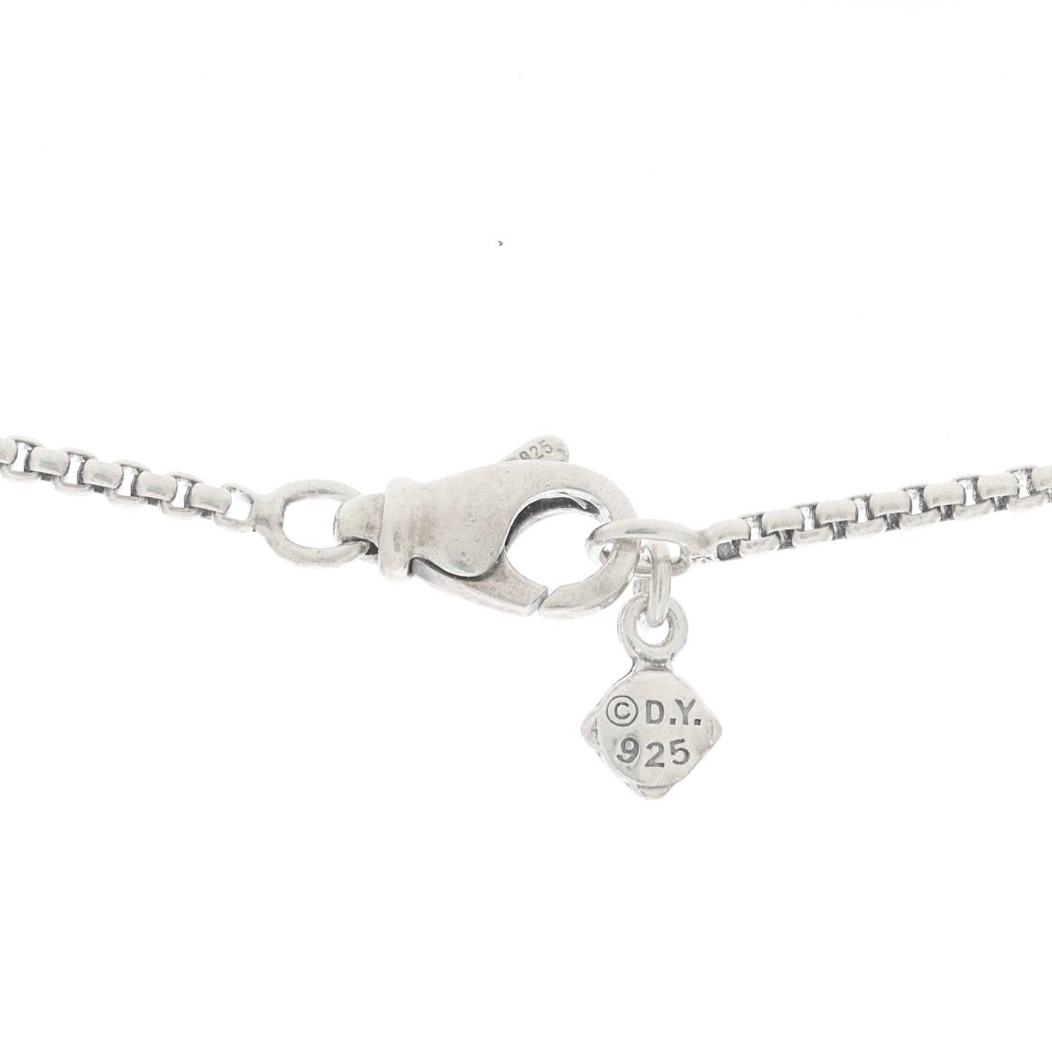 David Yurman Sterling Silver Diamond White Topaz 7mm Petite Albion Pendant Necklace 4 of 5