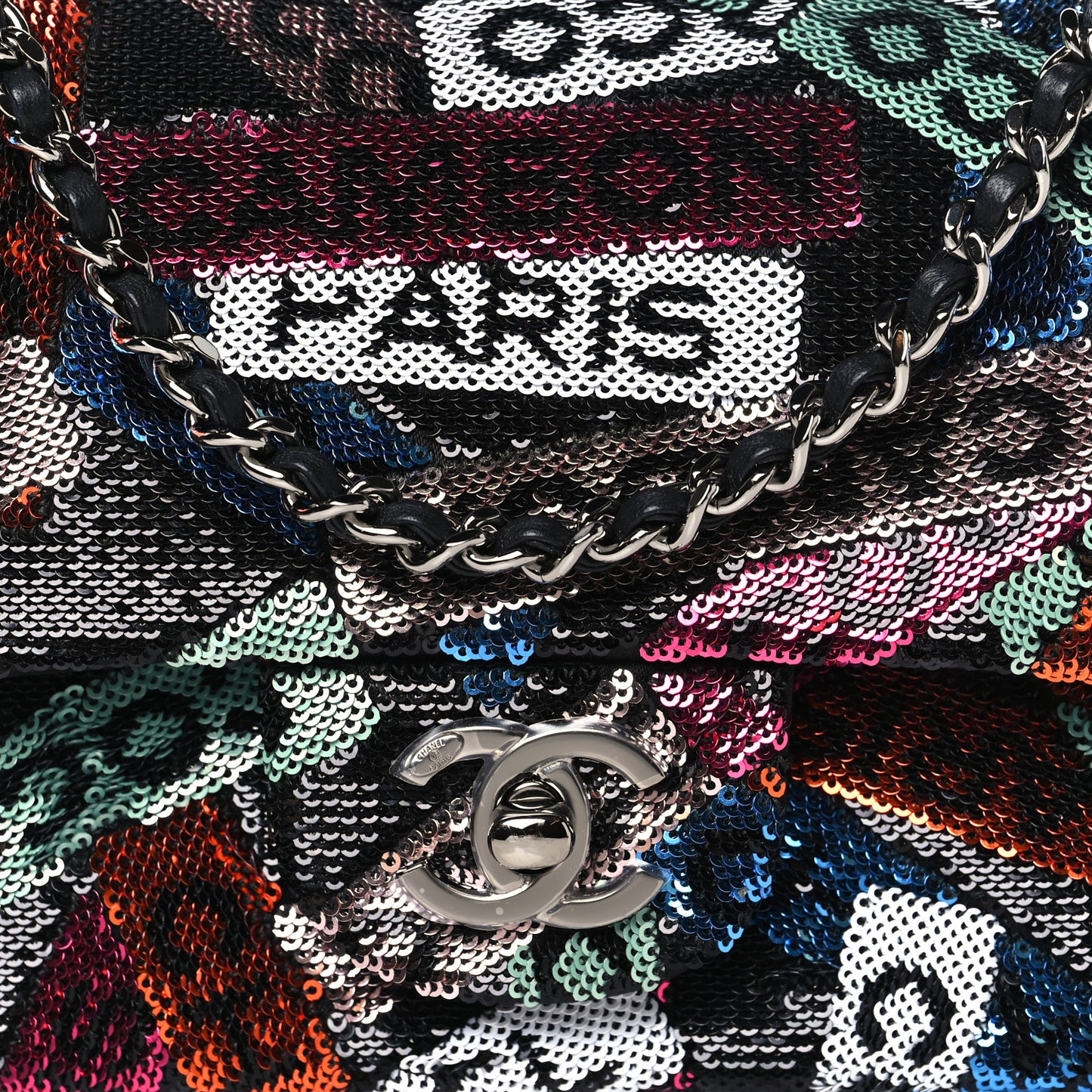 Sequin Logo Small Flap Ruthenium Multicolor