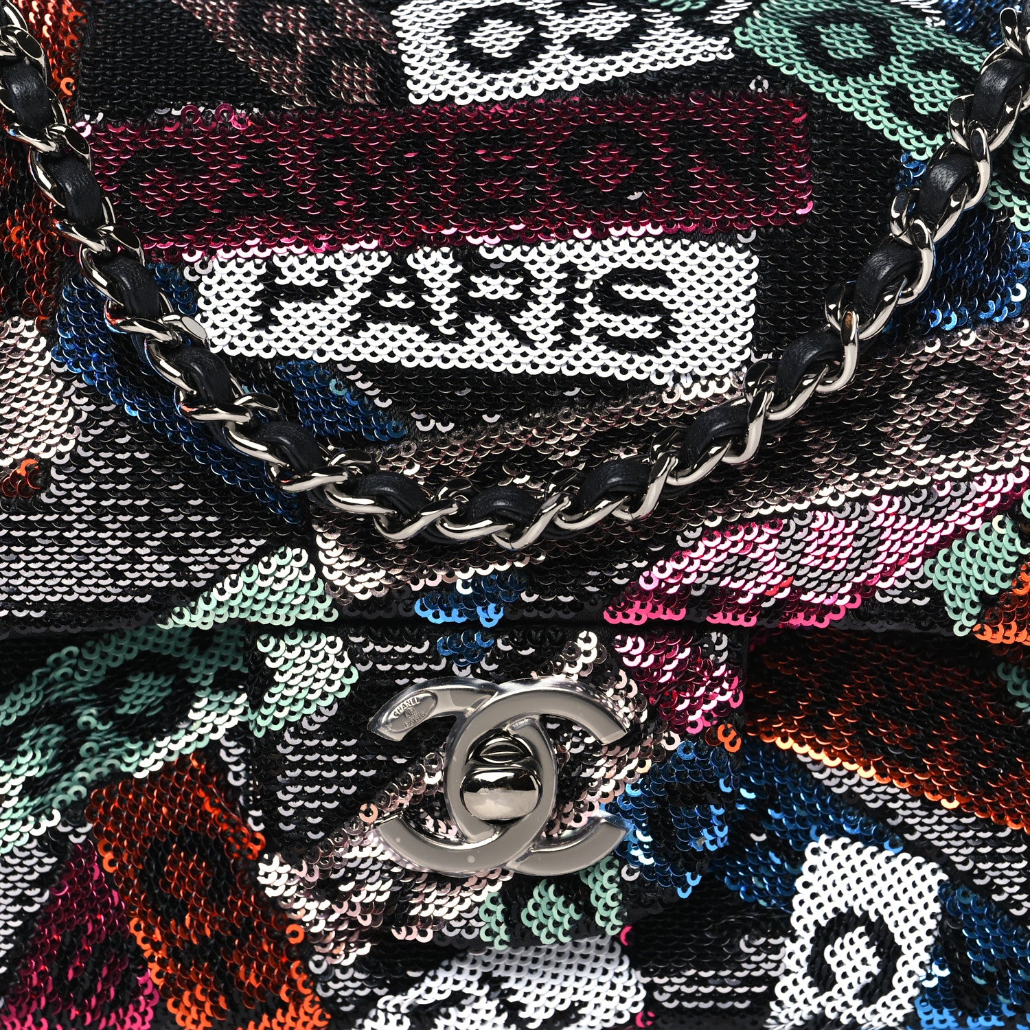 Chanel Sequin Logo Small Flap Ruthenium Multicolor 8 of 10
