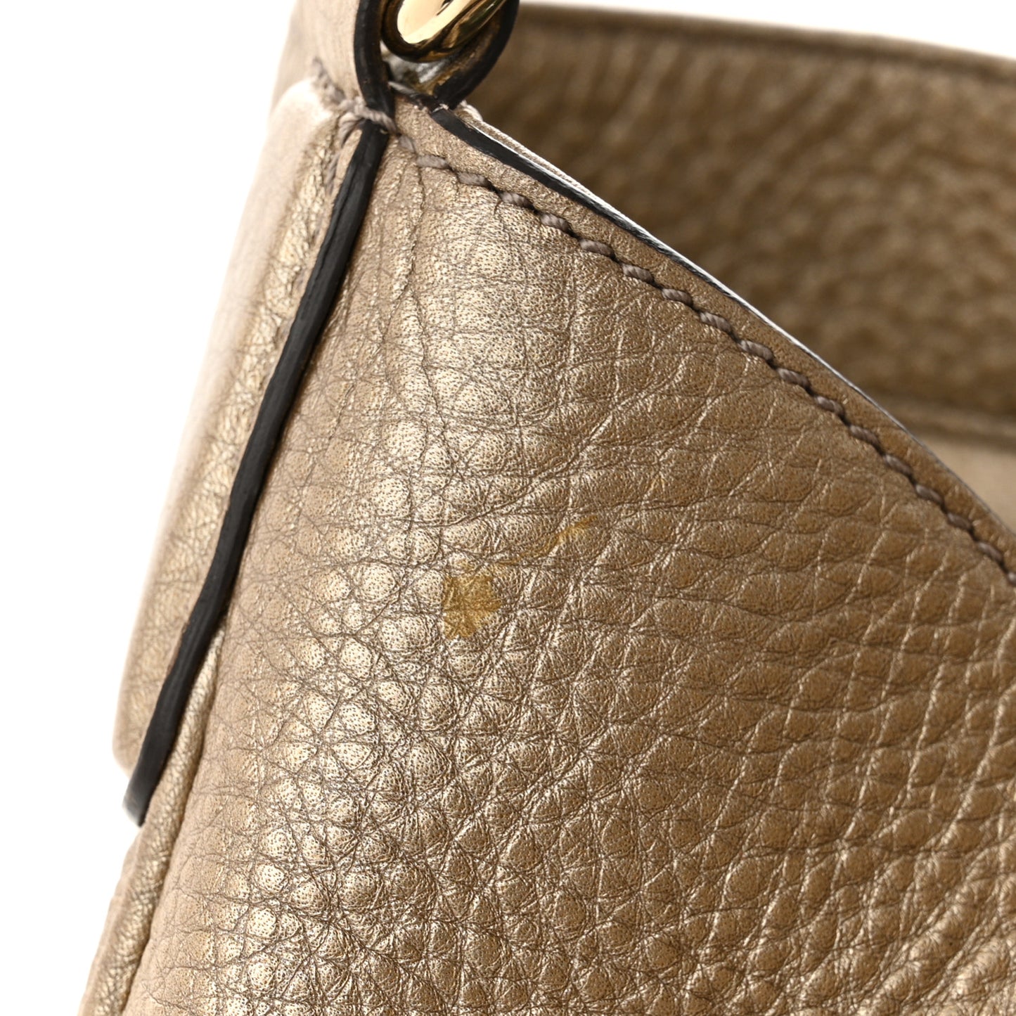 Metallic Pebbled Calfskin Medium Soho Shoulder Bag Gold