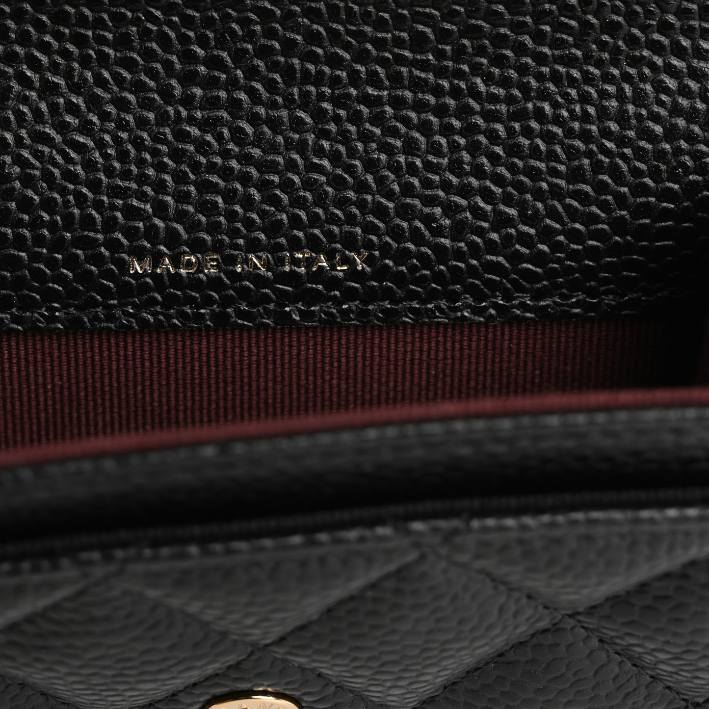 Caviar Quilted Flap Card Holder Wallet Black