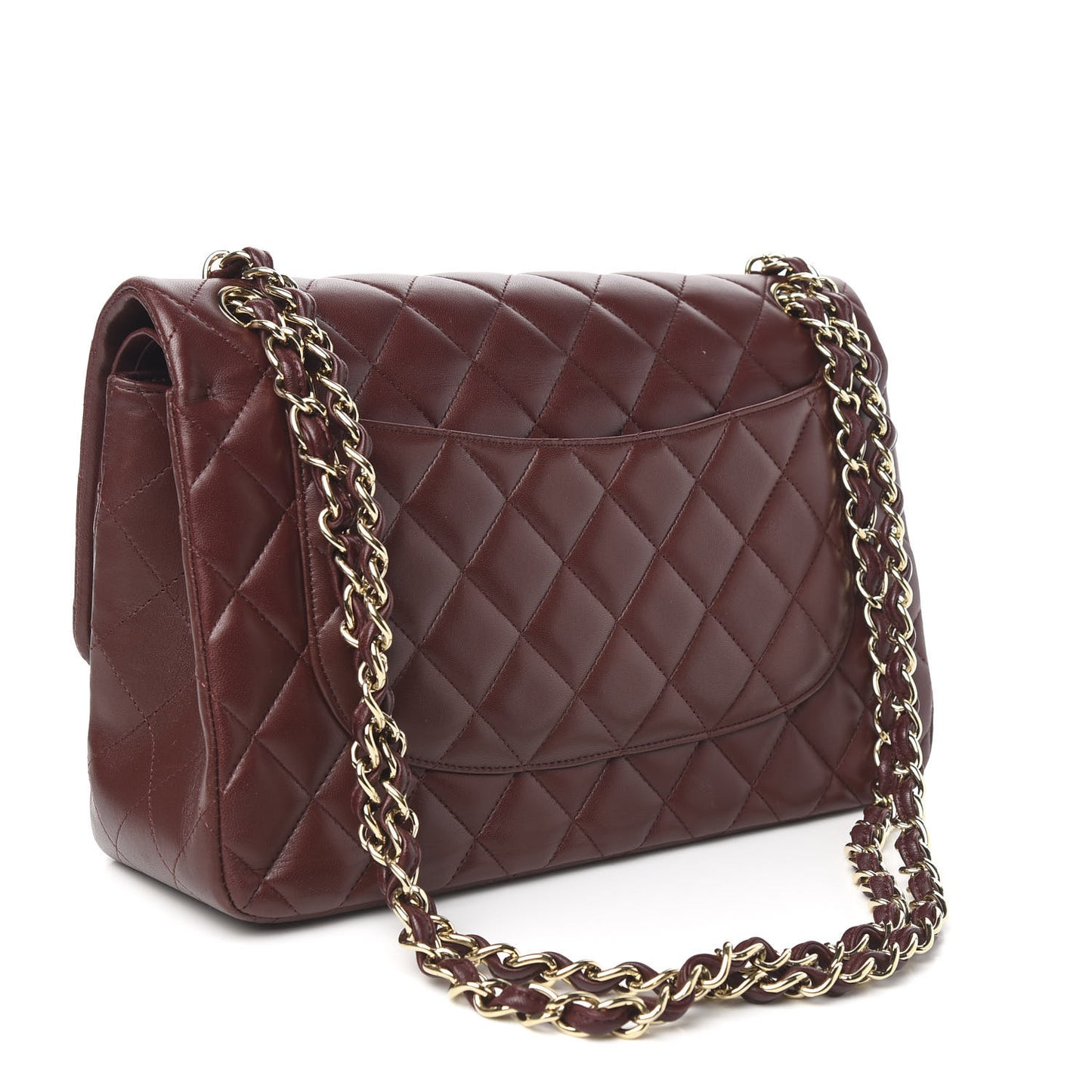 Lambskin Quilted Jumbo Double Flap Burgundy