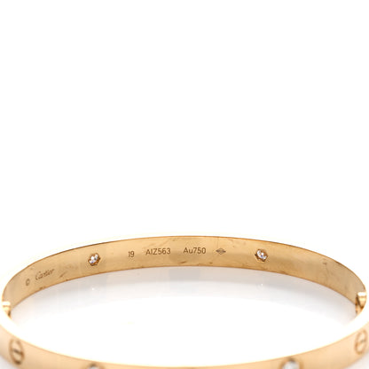 Cartier 18K Yellow Gold 4 Diamond LOVE Bracelet 19 6 of 7
