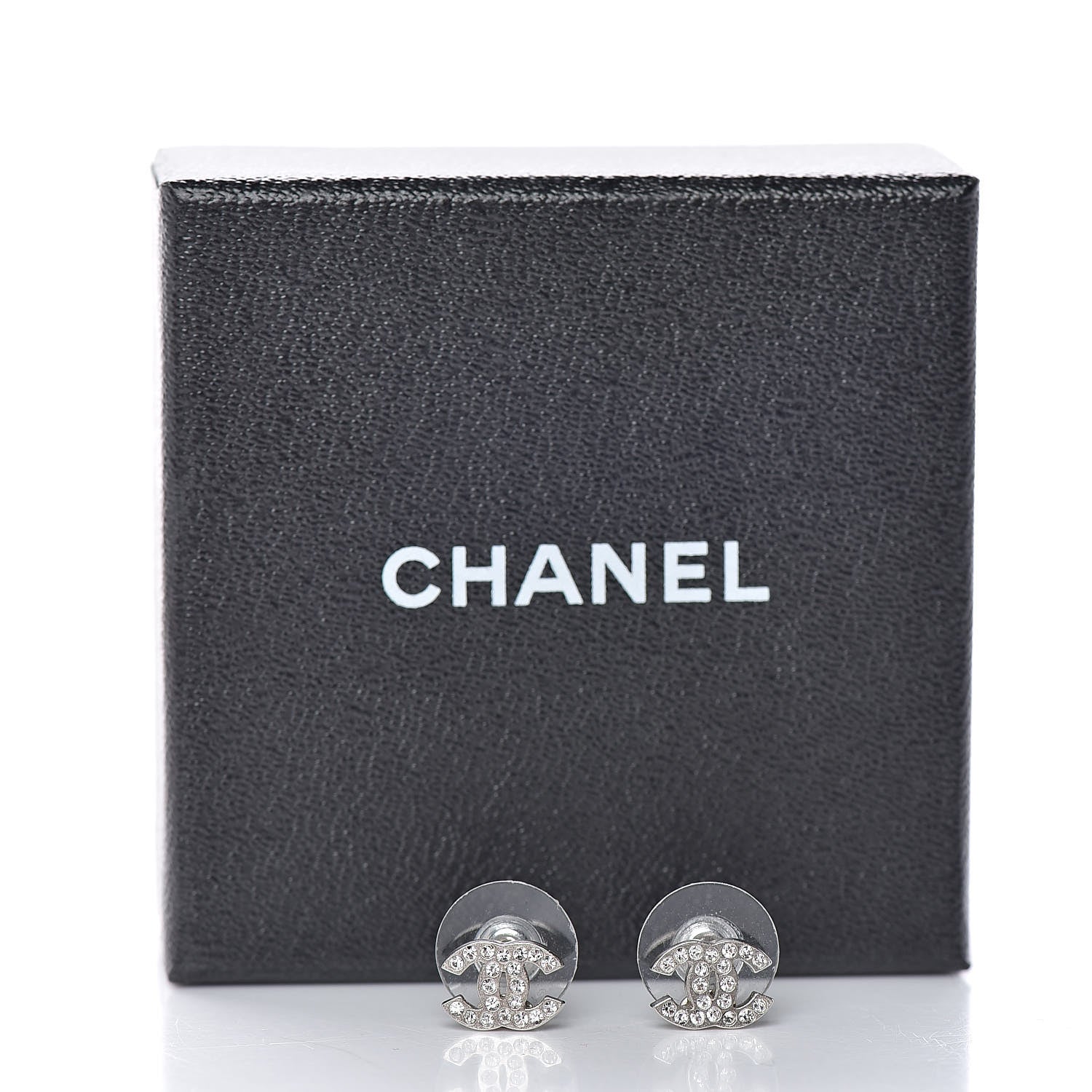 Chanel Crystal Mini Timeless CC Earrings Silver 5 of 5