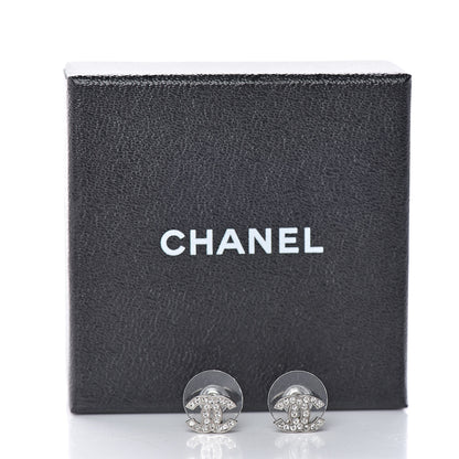 Chanel Crystal Mini Timeless CC Earrings Silver 5 of 5