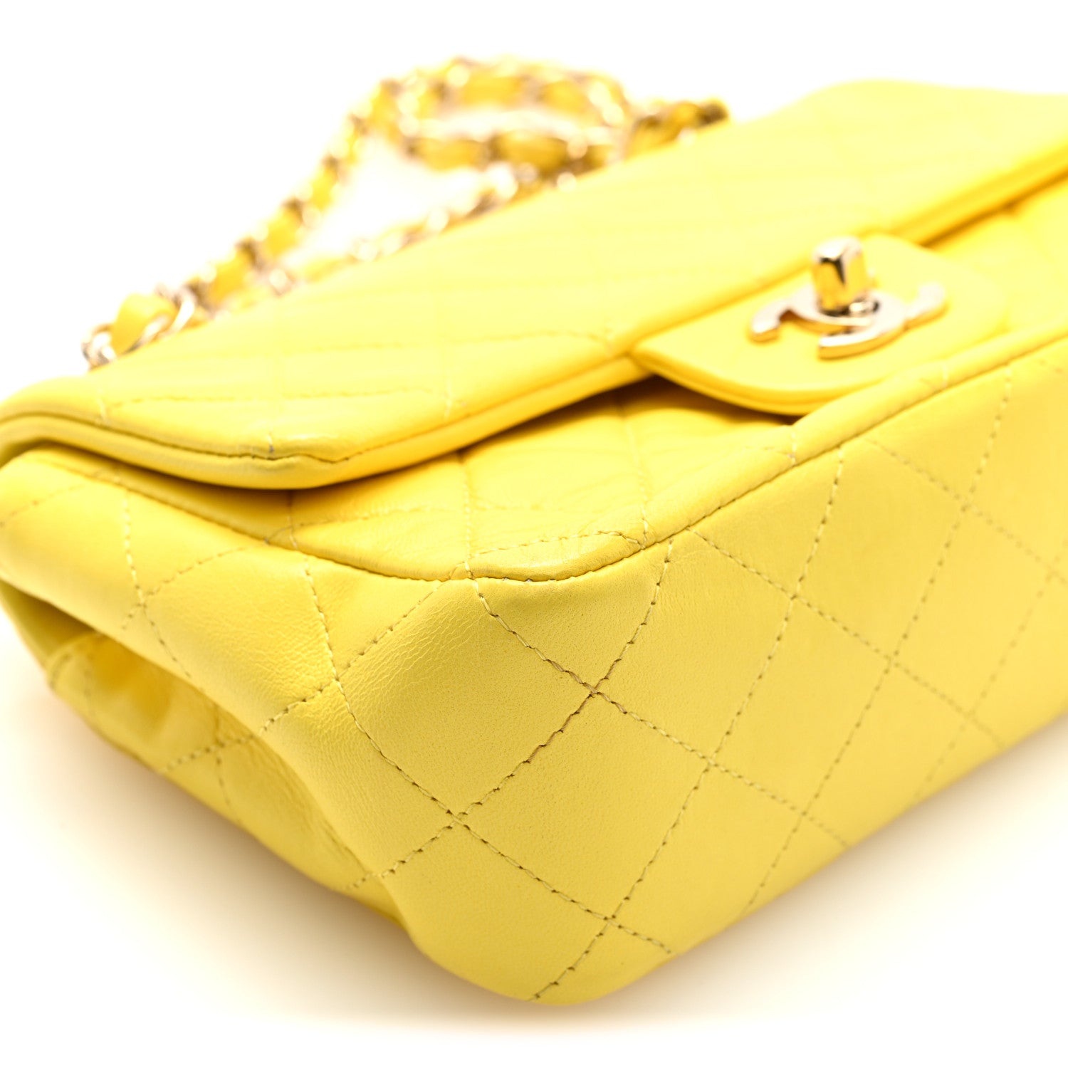 Chanel Lambskin Quilted Mini Rectangular Flap Yellow 9 of 10