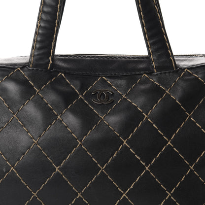 Chanel Calfskin Wild Stitch Top Handle Bag Black 14 of 14
