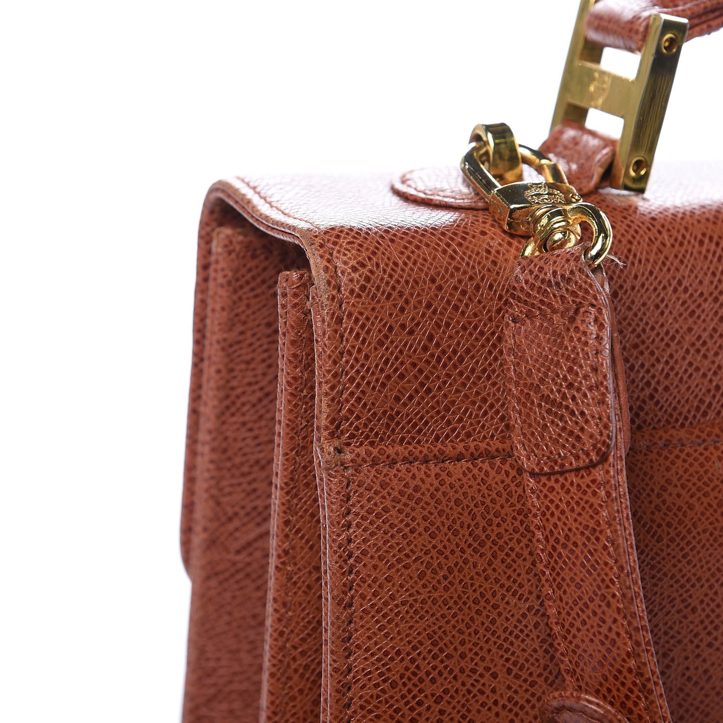 Grained Calfskin Satchel Cognac